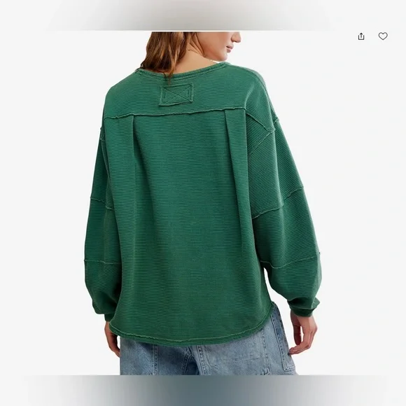 We The Free by Free People Eclipse Long-Sleeve ~ Emerald Green - Picture 3 of 10